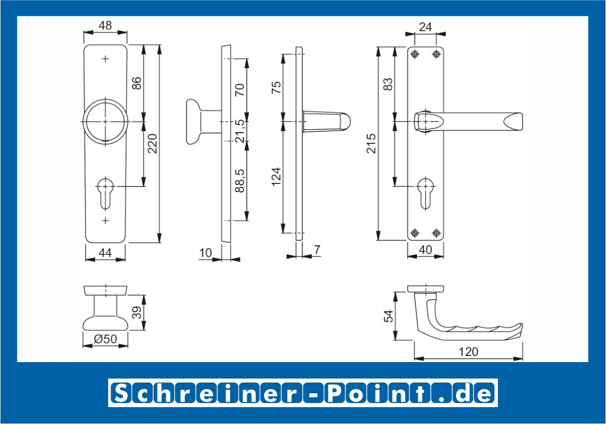 Hoppe London Aluminium Langschildgarnitur F1 Natur 113/202SP, 6675326, 6797278, 6675383, 6675425